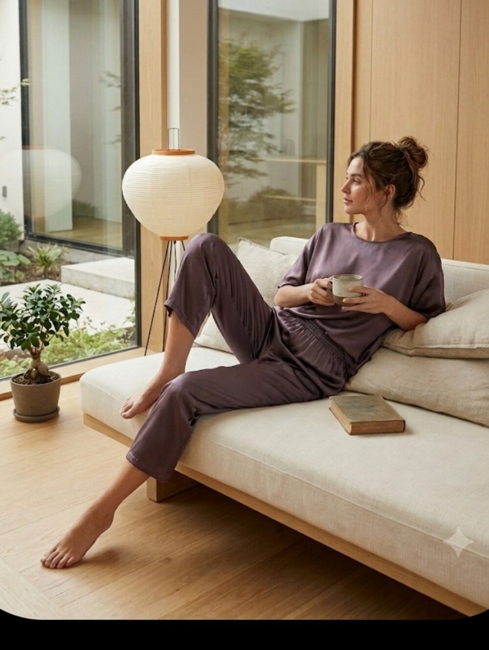 NWT SilkSilky 100% Silk Sleep Pants Cropped XS Purple Mauve Lounge Bottoms - Picture 3 of 16